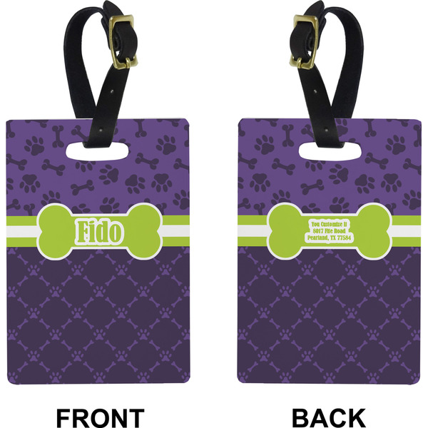 Pawprints & Bones Rectangle Luggage Tag (Front + Back)