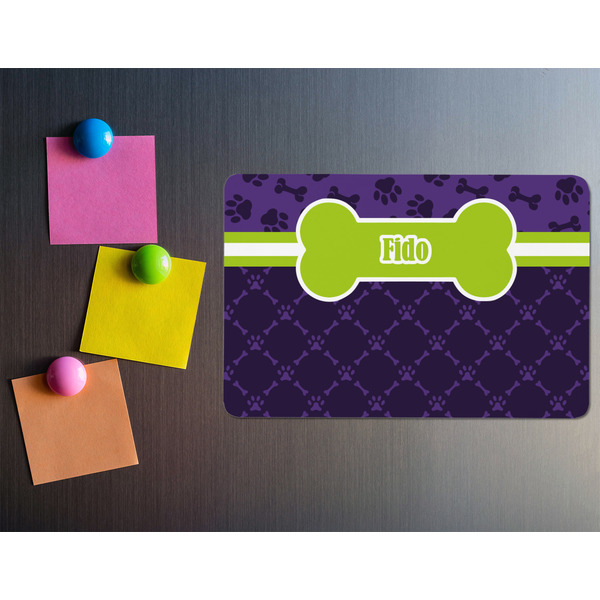 Pawprints & Bones Rectangular Fridge Magnet - LIFESTYLE