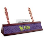 Pawprints & Bones Red Mahogany Nameplate with Business Card Holder (Personalized)