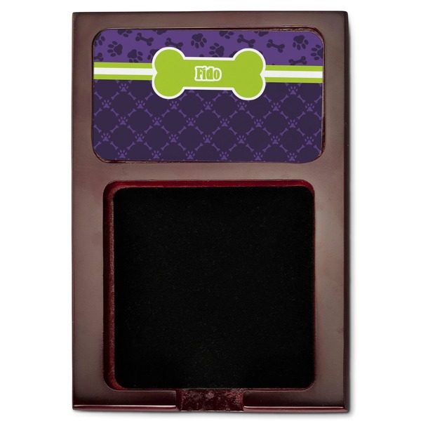 Pawprints & Bones Red Mahogany Sticky Note Holder - Flat