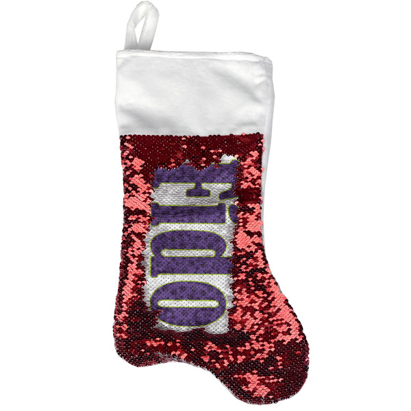 Pawprints & Bones Red Sequin Stocking - Front