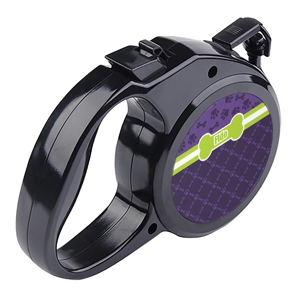 Pawprints & Bones Retractable Dog Leash - Angle