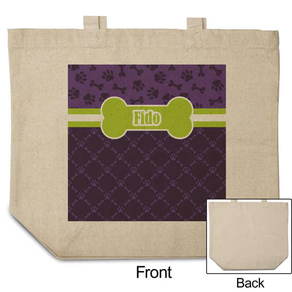 Pawprints & Bones Reusable Cotton Grocery Bag - Front & Back View