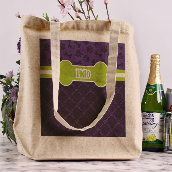 Pawprints & Bones Reusable Cotton Grocery Bag - In Context