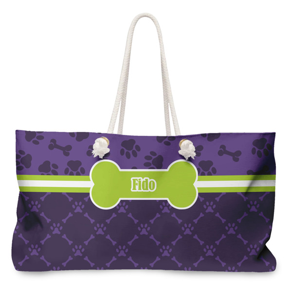 Custom Pawprints & Bones Large Tote Bag with Rope Handles (Personalized)