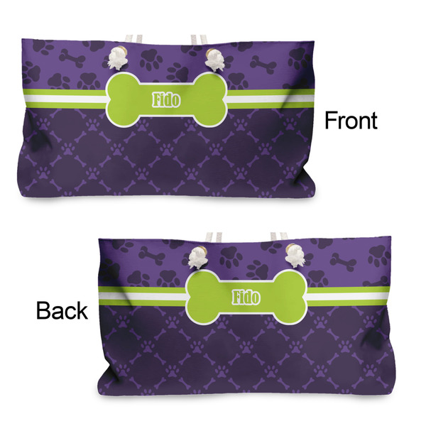 Pawprints & Bones Large Rope Tote - From & Back View