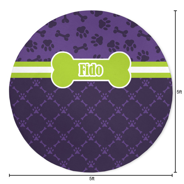 Pawprints & Bones Round Area Rug - Size