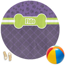 Pawprints & Bones Round Beach Towel (Personalized)