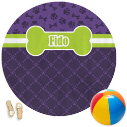 Pawprints & Bones Round Beach Towel (Personalized)