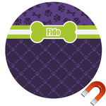 Pawprints & Bones Round Car Magnet - 6" (Personalized)