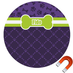 Pawprints & Bones Round Car Magnet - 10" (Personalized)