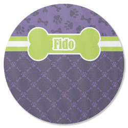 Pawprints & Bones Round Rubber Backed Coaster (Personalized)