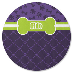 Pawprints & Bones Round Rubber Backed Coaster (Personalized)