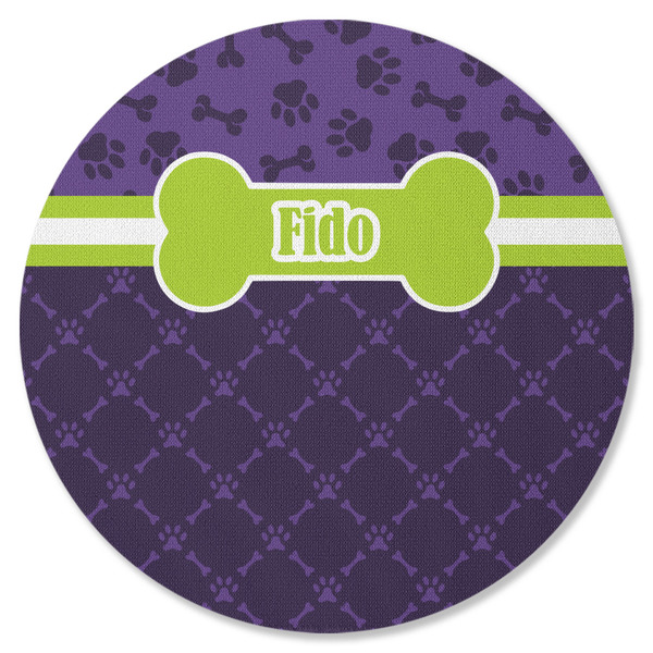 Custom Pawprints & Bones Round Rubber Backed Coaster (Personalized)