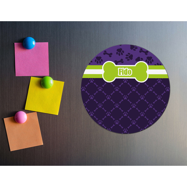 Pawprints & Bones Round Fridge Magnet - LIFESTYLE