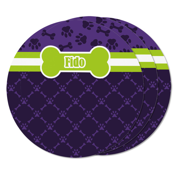 Pawprints & Bones Round Fridge Magnet - THREE