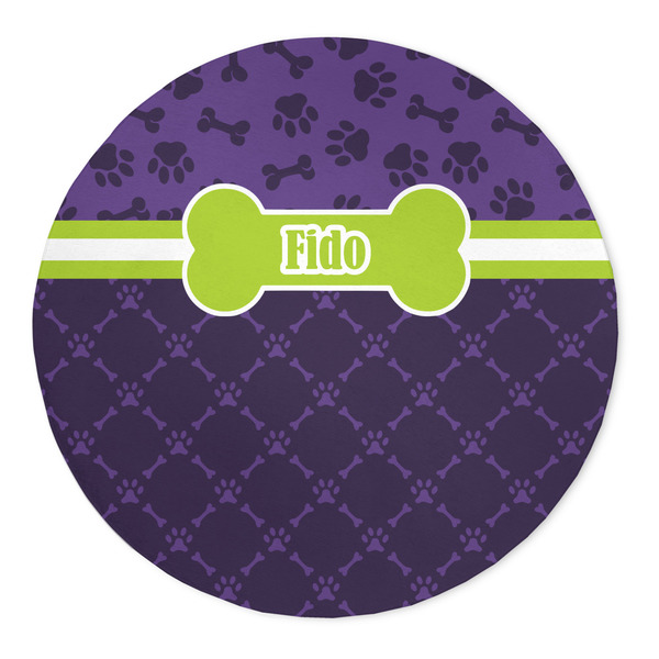 Custom Pawprints & Bones 5' Round Indoor Area Rug (Personalized)