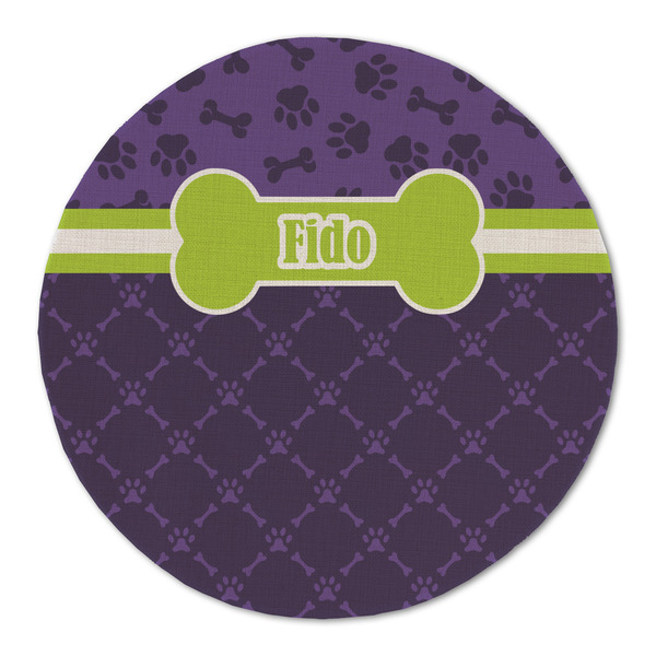 Pawprints & Bones Round Linen Placemats - FRONT (Double Sided)