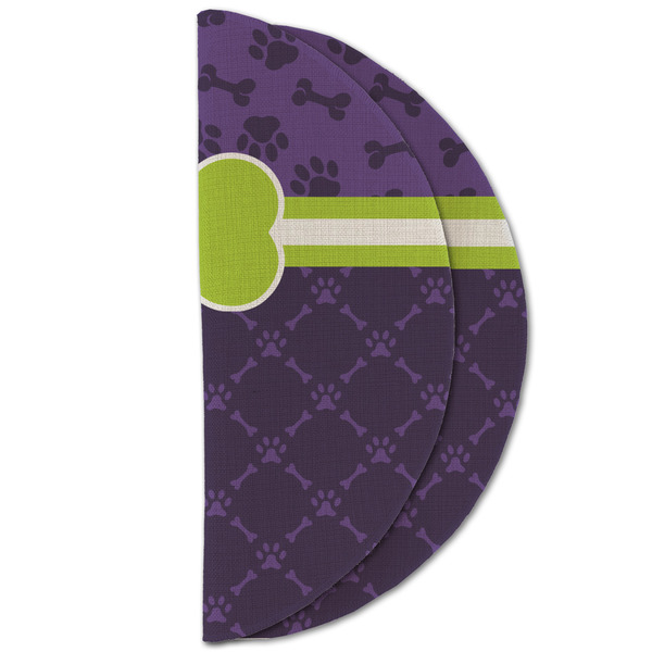 Pawprints & Bones Round Linen Placemats - HALF FOLDED (double sided)