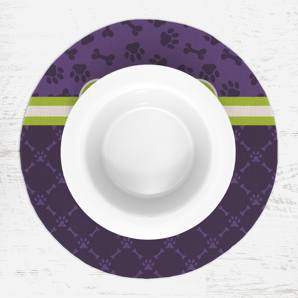 Pawprints & Bones Round Linen Placemats - LIFESTYLE (single)