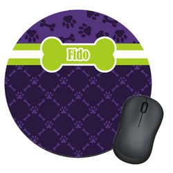 Pawprints & Bones Round Mouse Pad (Personalized)