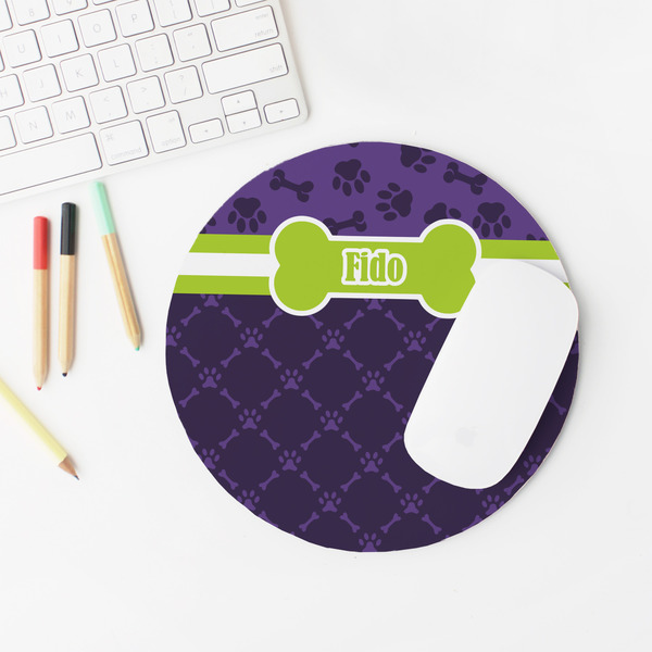 Pawprints & Bones Round Mousepad - LIFESTYLE 2