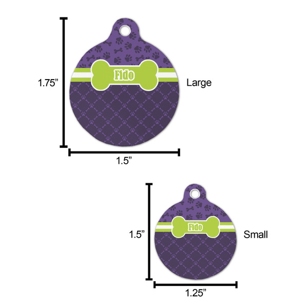 Pawprints & Bones Round Pet ID Tag - Large - Comparison Scale