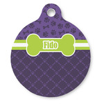 Pawprints & Bones Round Pet ID Tag (Personalized)
