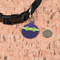 Pawprints & Bones Round Pet ID Tag - Small - In Context