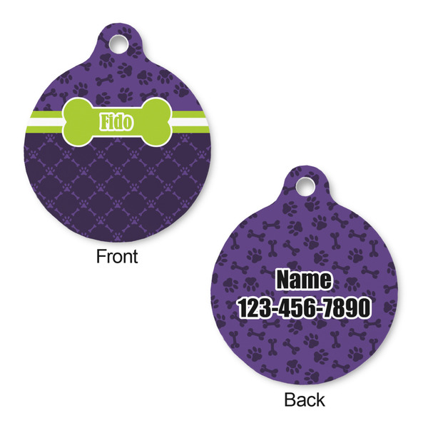 Pawprints & Bones Round Pet Tag - Front & Back