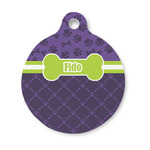 Pawprints & Bones Round Pet ID Tag - Small (Personalized)