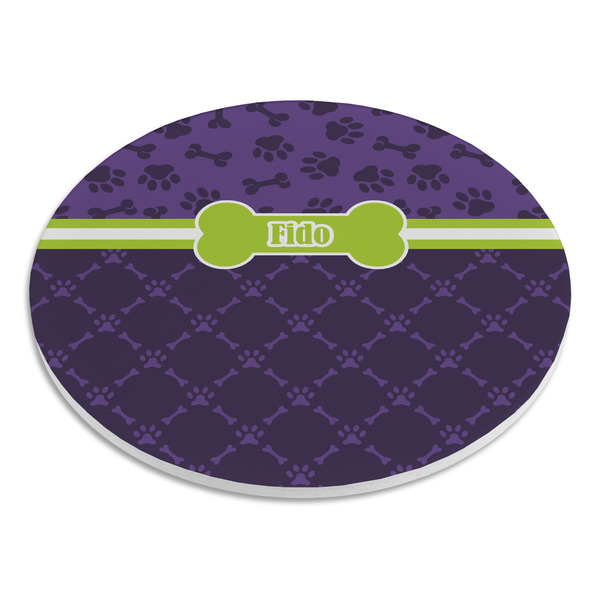 Pawprints & Bones Round Stone Trivet - Angle View
