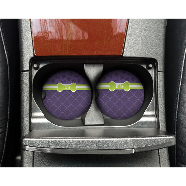 Pawprints & Bones Sandstone Car Coaster - In Cup Holder