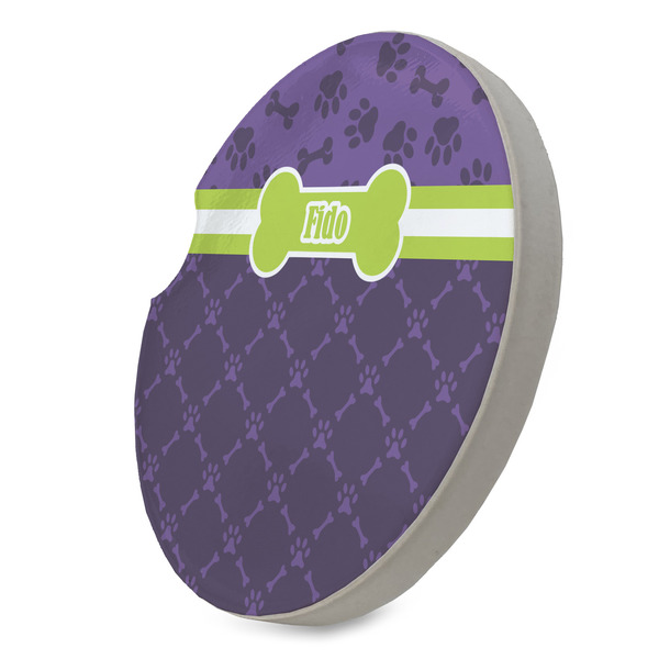 Pawprints & Bones Sandstone Car Coaster - STANDING ANGLE