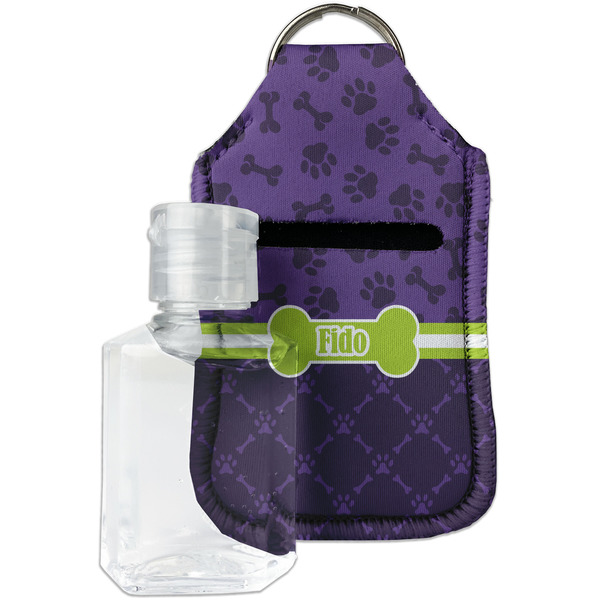 Custom Pawprints & Bones Hand Sanitizer & Keychain Holder (Personalized)