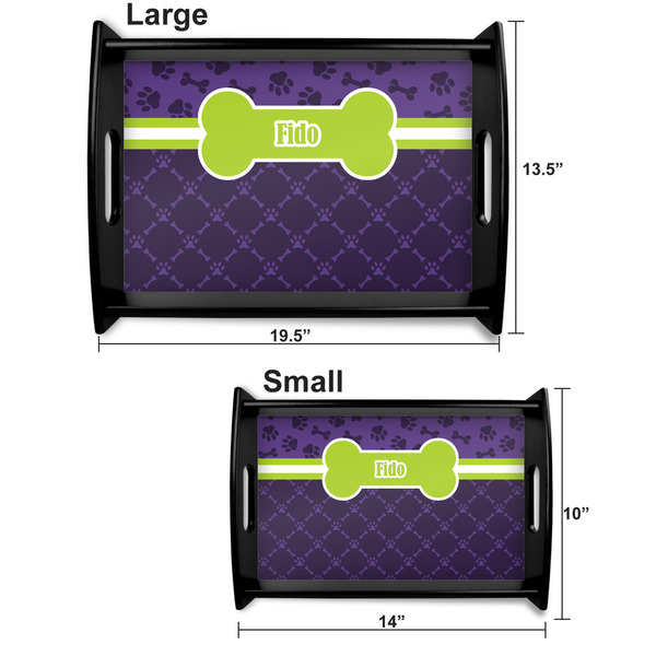 Pawprints & Bones Serving Tray Black Sizes