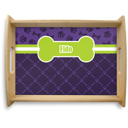 Pawprints & Bones Natural Wooden Tray - Large (Personalized)