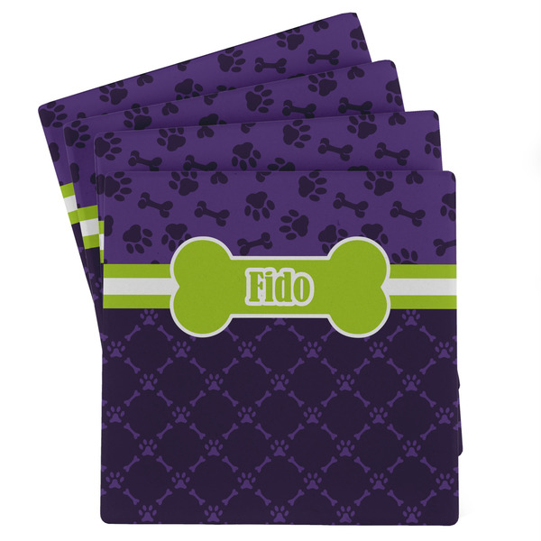 Custom Pawprints & Bones Absorbent Stone Coasters - Set of 4 (Personalized)