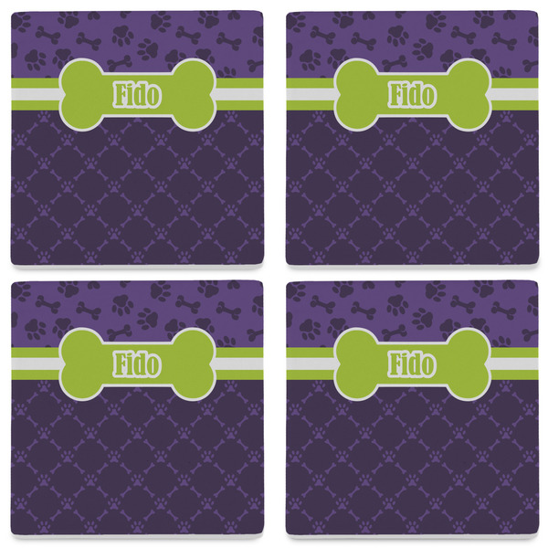 Pawprints & Bones Set of 4 Sandstone Coasters - See All 4 View