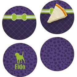 Pawprints & Bones Set of 4 Glass Appetizer / Dessert Plate 8" (Personalized)