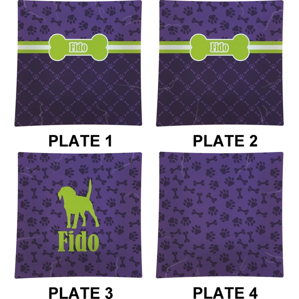 Pawprints & Bones Set of Square Dinner Plates (Approval)