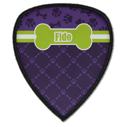 Pawprints & Bones Iron on Shield Patch A w/ Name or Text