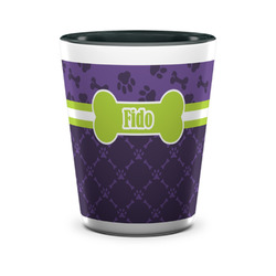 Pawprints & Bones Ceramic Shot Glass - 1.5 oz - Two Tone - Set of 4 (Personalized)