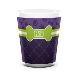 Pawprints & Bones Ceramic Shot Glass - 1.5 oz - White - Set of 4 (Personalized)