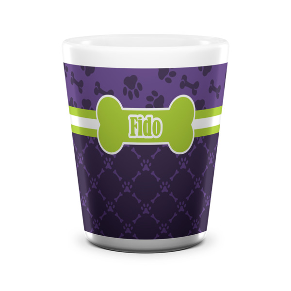 Pawprints & Bones Shot Glass - White - FRONT