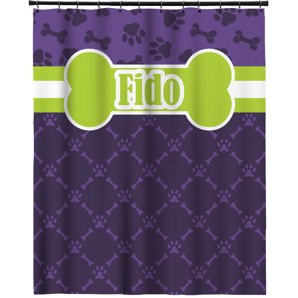 Custom Pawprints & Bones Extra Long Shower Curtain - 70"x84" (Personalized)