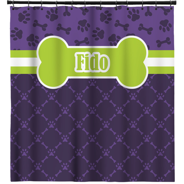 Custom Pawprints & Bones Shower Curtain - 71" x 74" (Personalized)