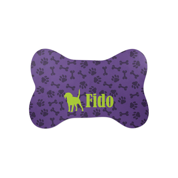 Custom Pawprints & Bones Bone Shaped Dog Food Mat (Small) (Personalized)