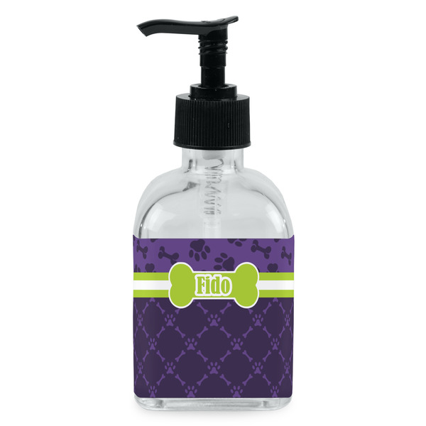 Custom Pawprints & Bones Glass Soap & Lotion Bottle - Single Bottle (Personalized)