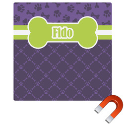 Pawprints & Bones Square Car Magnet - 6" (Personalized)